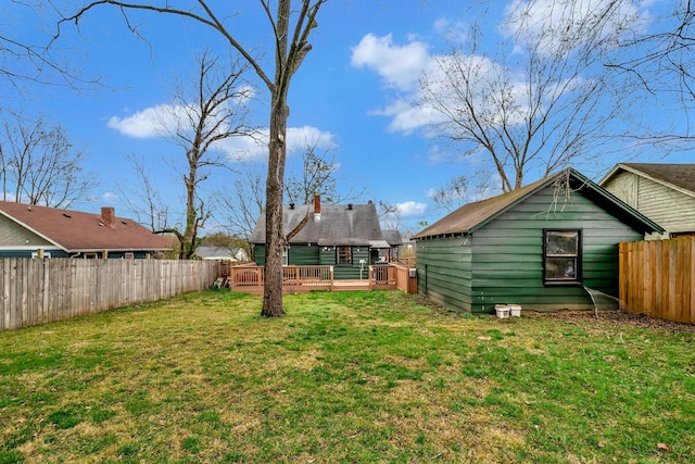 view of yard with a deck