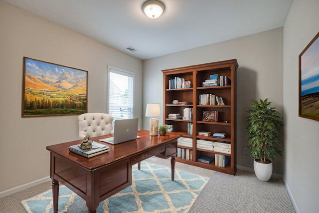 office space with light carpet