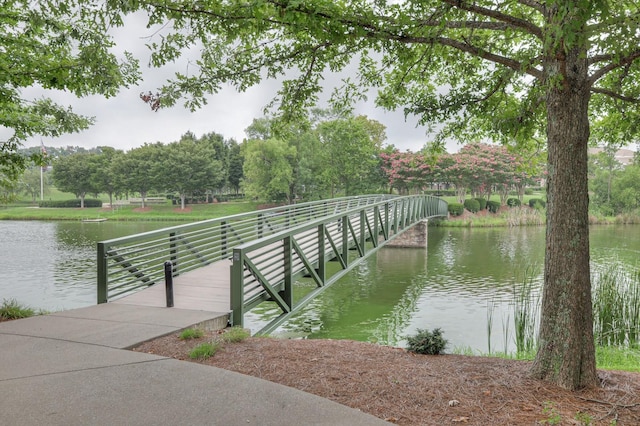 view of dock featuring a water view