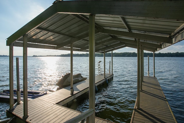 view of dock featuring a water view