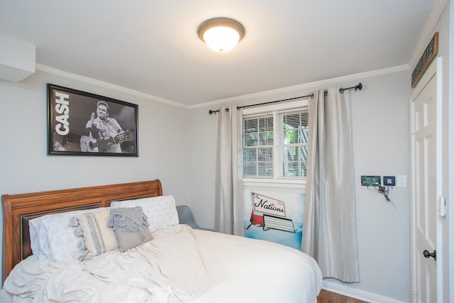 bedroom featuring ornamental molding