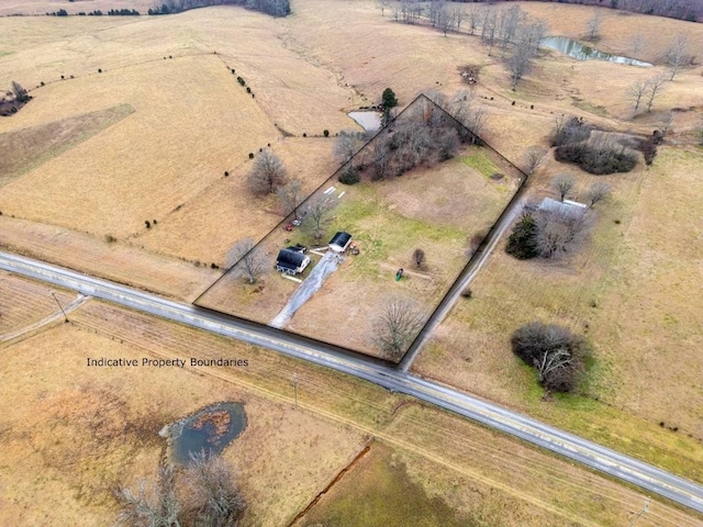 aerial view featuring a rural view