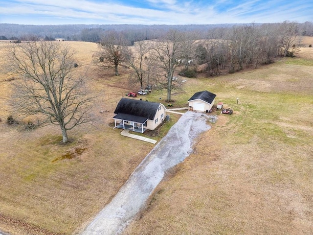 aerial view featuring a rural view