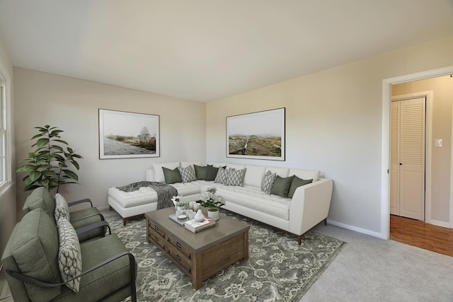 living room with carpet floors