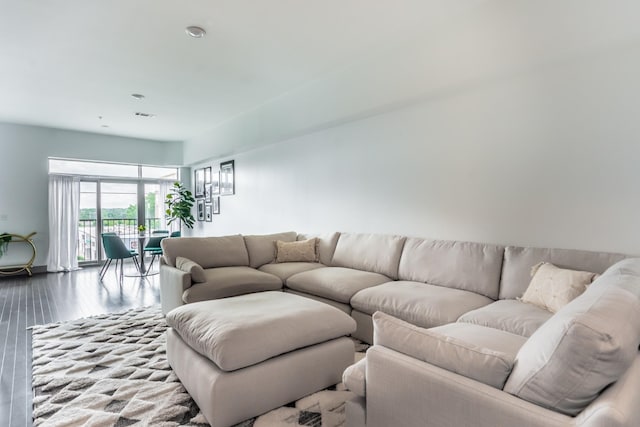 living room with wood-type flooring