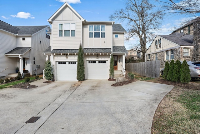 view of front of property with a garage