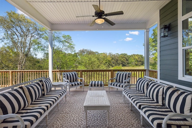 view of patio / terrace featuring outdoor lounge area and ceiling fan