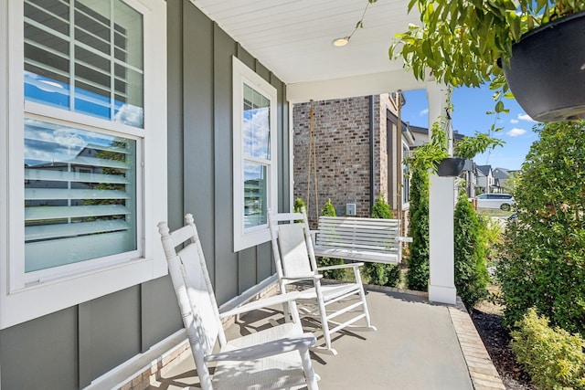 view of patio featuring covered porch