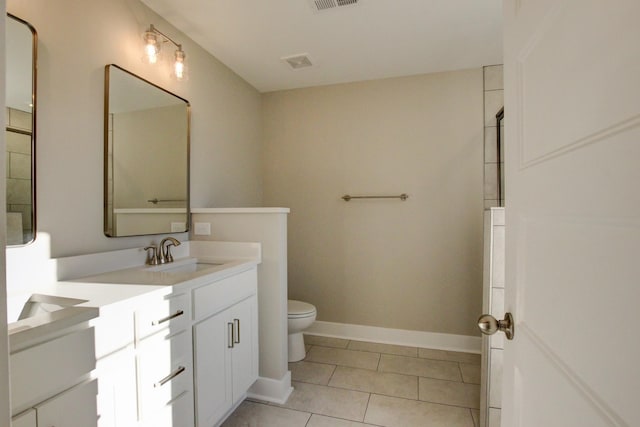 bathroom featuring tile patterned flooring, vanity, and toilet