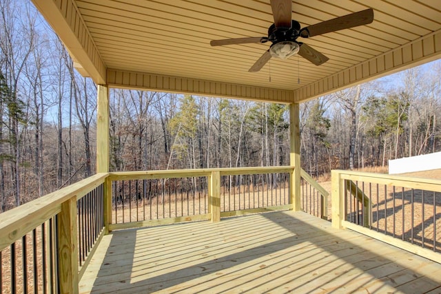 wooden deck with ceiling fan