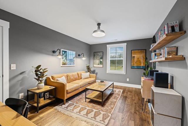 living room with hardwood / wood-style floors