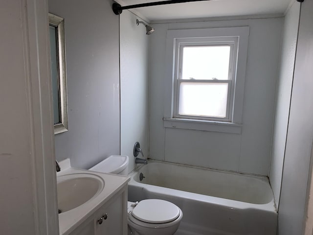 full bathroom featuring vanity, shower / bathing tub combination, and toilet