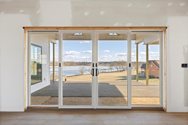 doorway with a water view