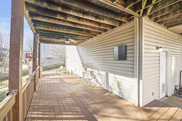 deck featuring ceiling fan