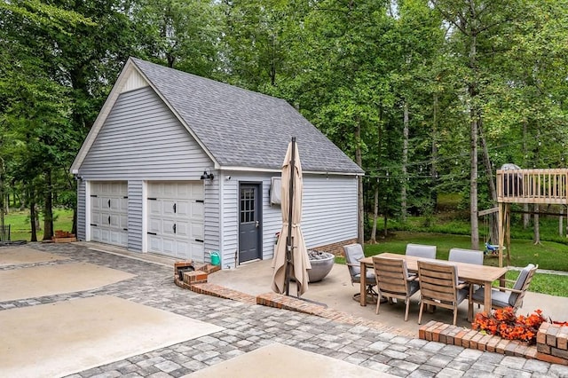 view of garage