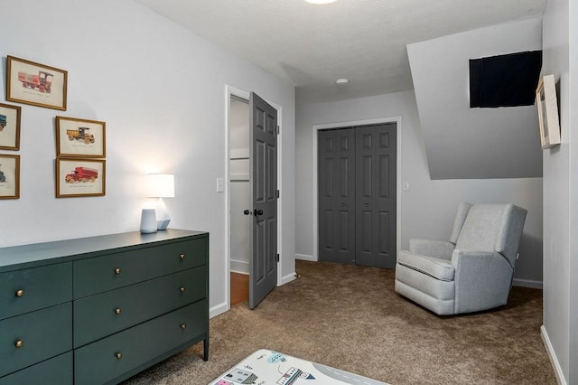 carpeted bedroom featuring a closet