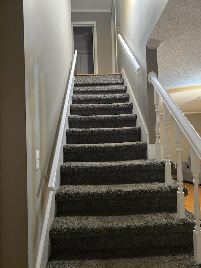 staircase featuring hardwood / wood-style floors