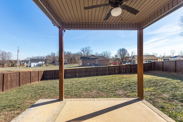 view of patio with ceiling fan