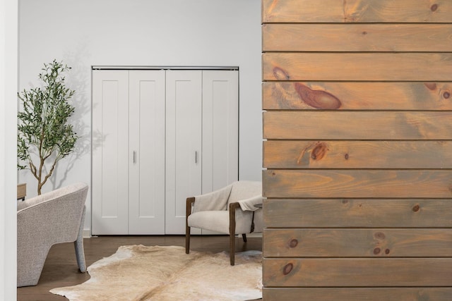 living area with dark wood-type flooring