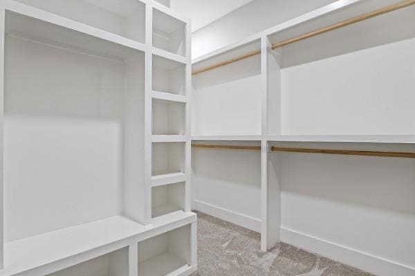 walk in closet with carpet