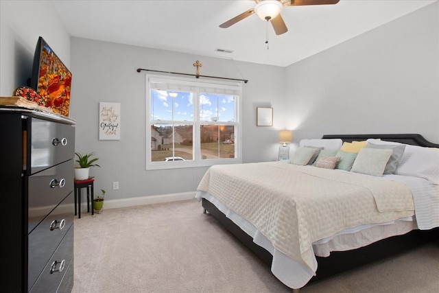 bedroom with carpet flooring and ceiling fan