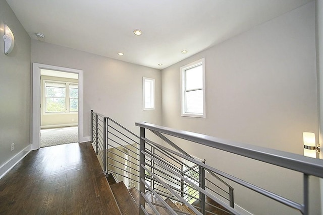 hall with dark hardwood / wood-style floors