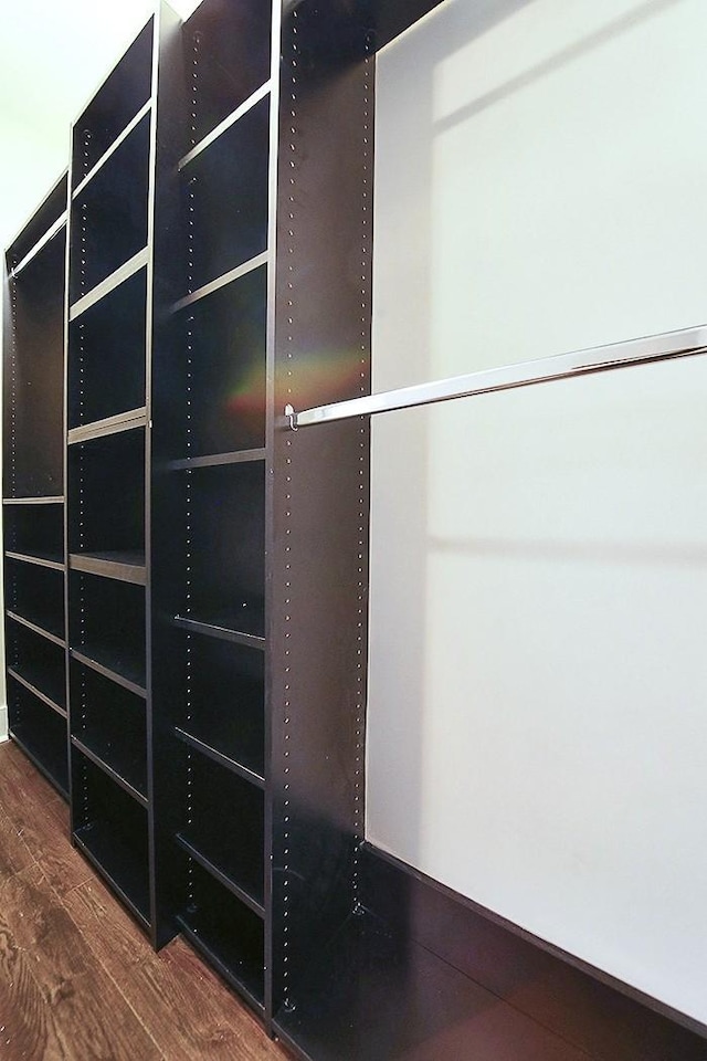 walk in closet with wood-type flooring