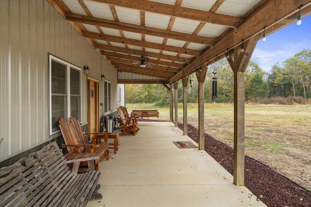 view of patio / terrace featuring ceiling fan