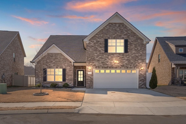 front of property with a garage