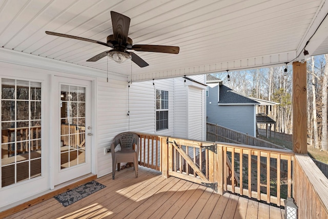 wooden terrace with ceiling fan