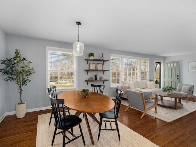 dining room featuring baseboards and wood finished floors