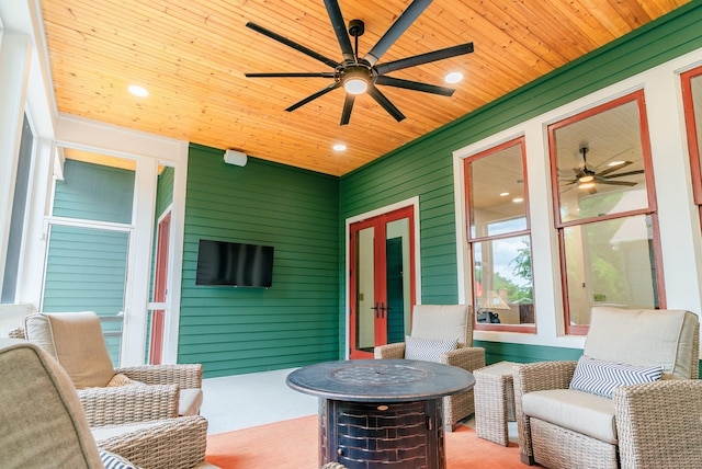 view of patio with ceiling fan