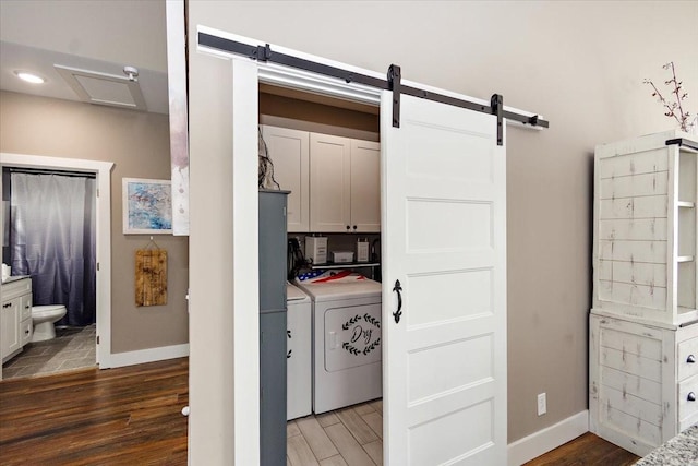 interior space with washer and clothes dryer