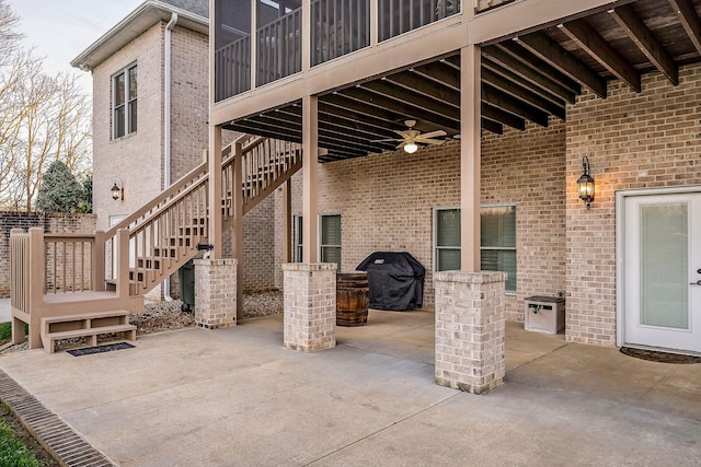 view of patio / terrace featuring ceiling fan