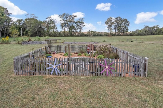 view of yard with a rural view