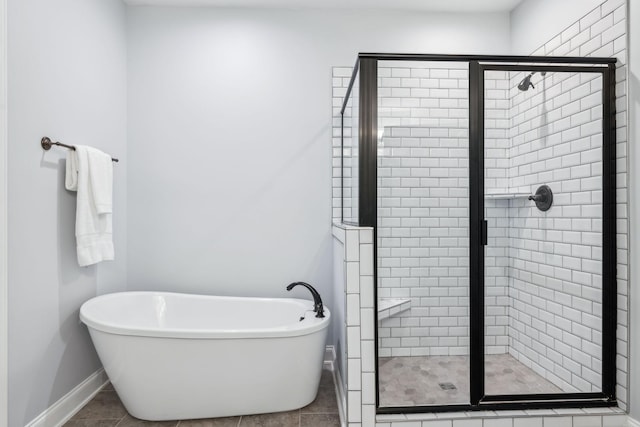 bathroom featuring plus walk in shower