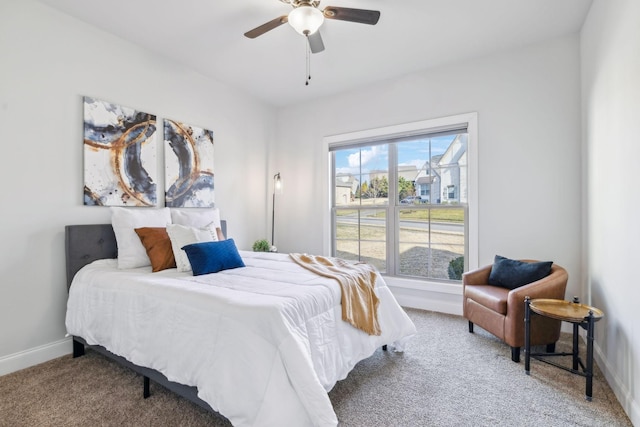 bedroom with carpet and ceiling fan