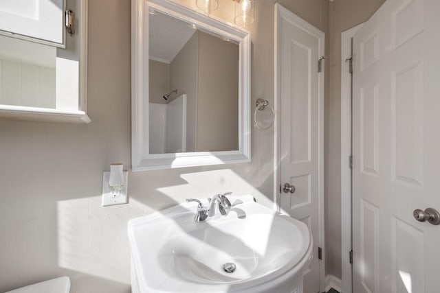 bathroom featuring sink and a shower