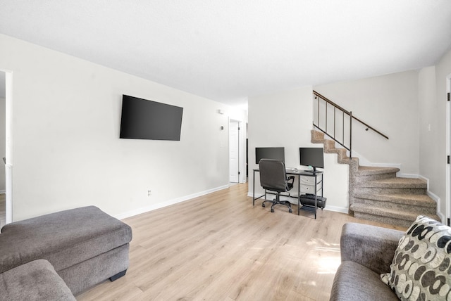 living room featuring light wood-type flooring