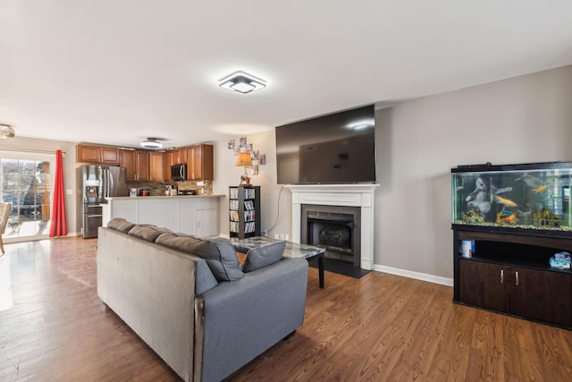 living room with wood-type flooring