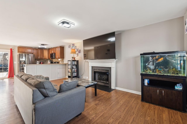 living room with hardwood / wood-style flooring