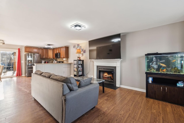 living room with hardwood / wood-style flooring