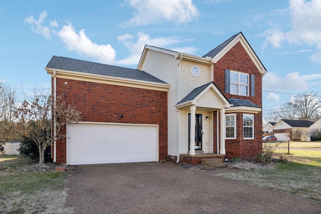 view of property featuring a garage