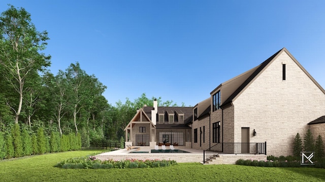 rear view of house featuring a yard and a patio area