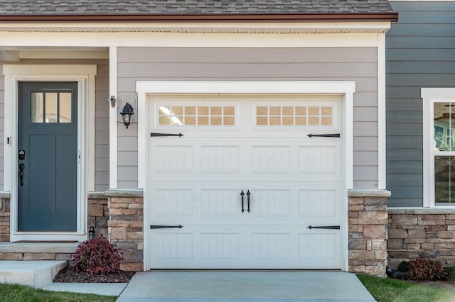 view of garage