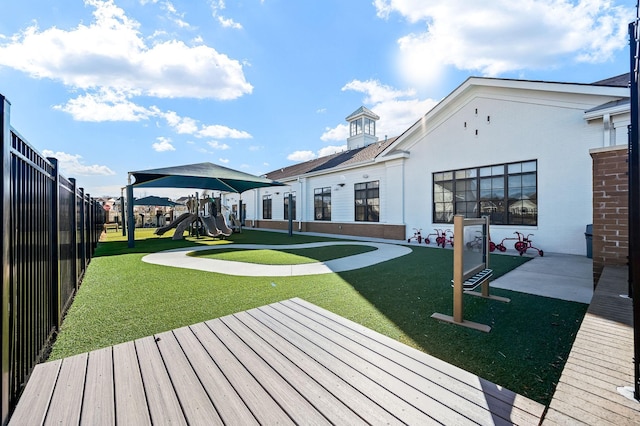 view of yard with a playground