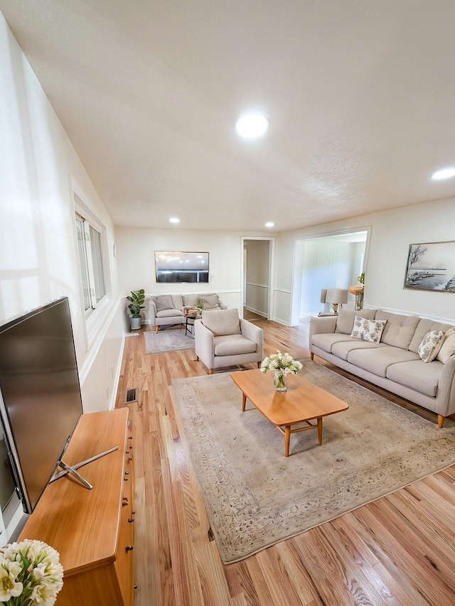 living room featuring light hardwood / wood-style floors