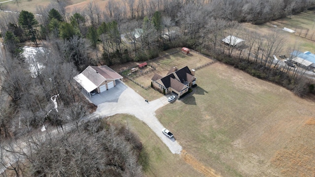 aerial view featuring a rural view