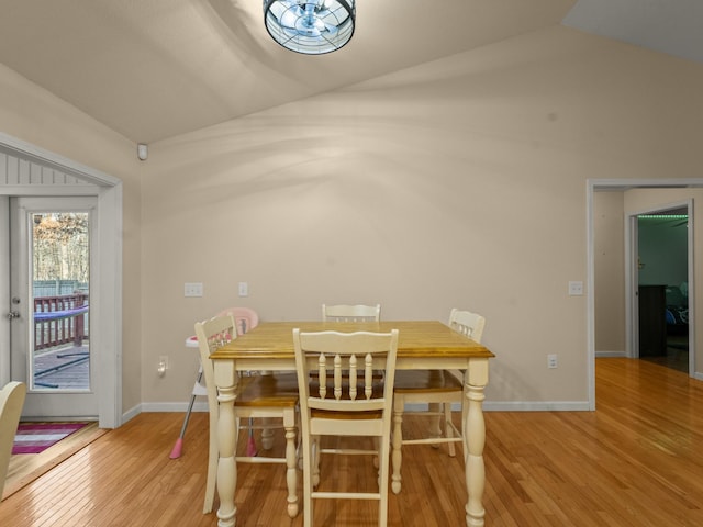 dining space with light wood-type flooring