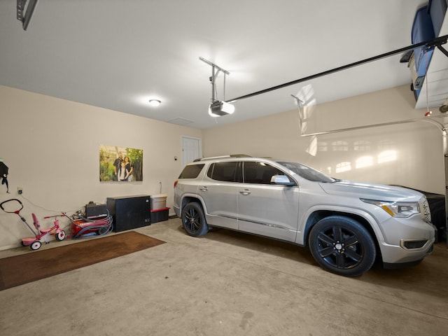 garage with a garage door opener